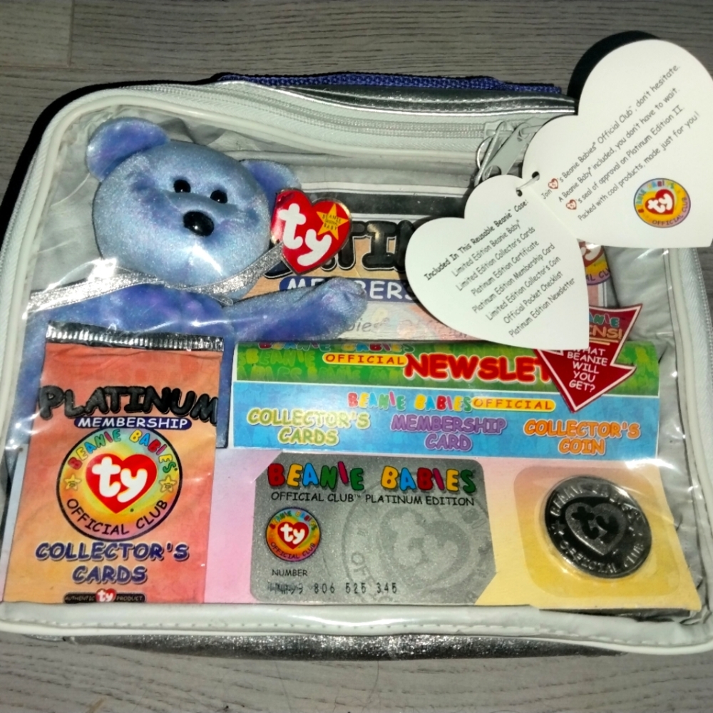 NWT 1999 Beanie Baby platinum limited edition collectors kit